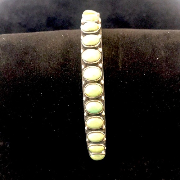 Elegant Sterling Silver & Green Turquoise Cuff Bracelet